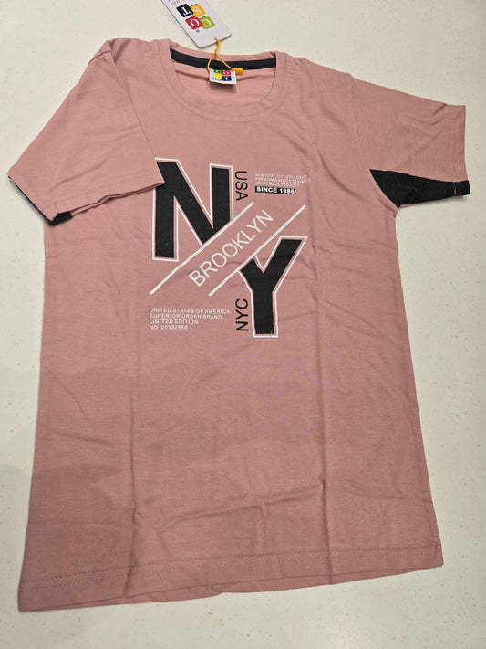 Boys Pink Graphic T-Shirt & Grey Shorts 2-Piece Set