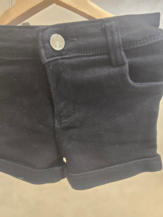 Girls Satin Denim Style Shorts in Black with Silver Button Detailing and Multi Pocket Design for Summer Casual Wear