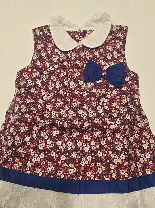 Printed Cotton material multi color baby frock with little bow