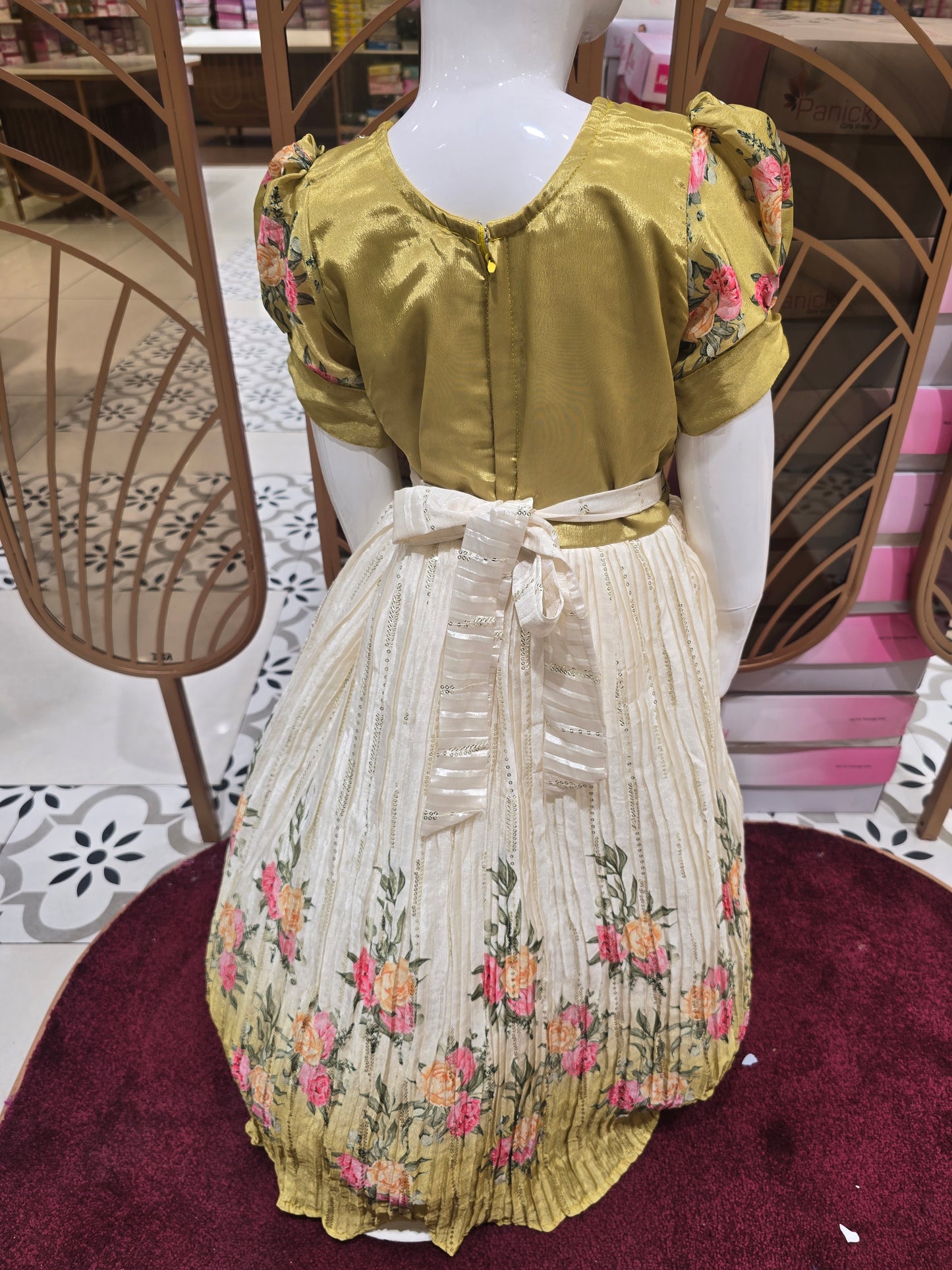 Dual Colour Crepe Ethnic Gown for Girls