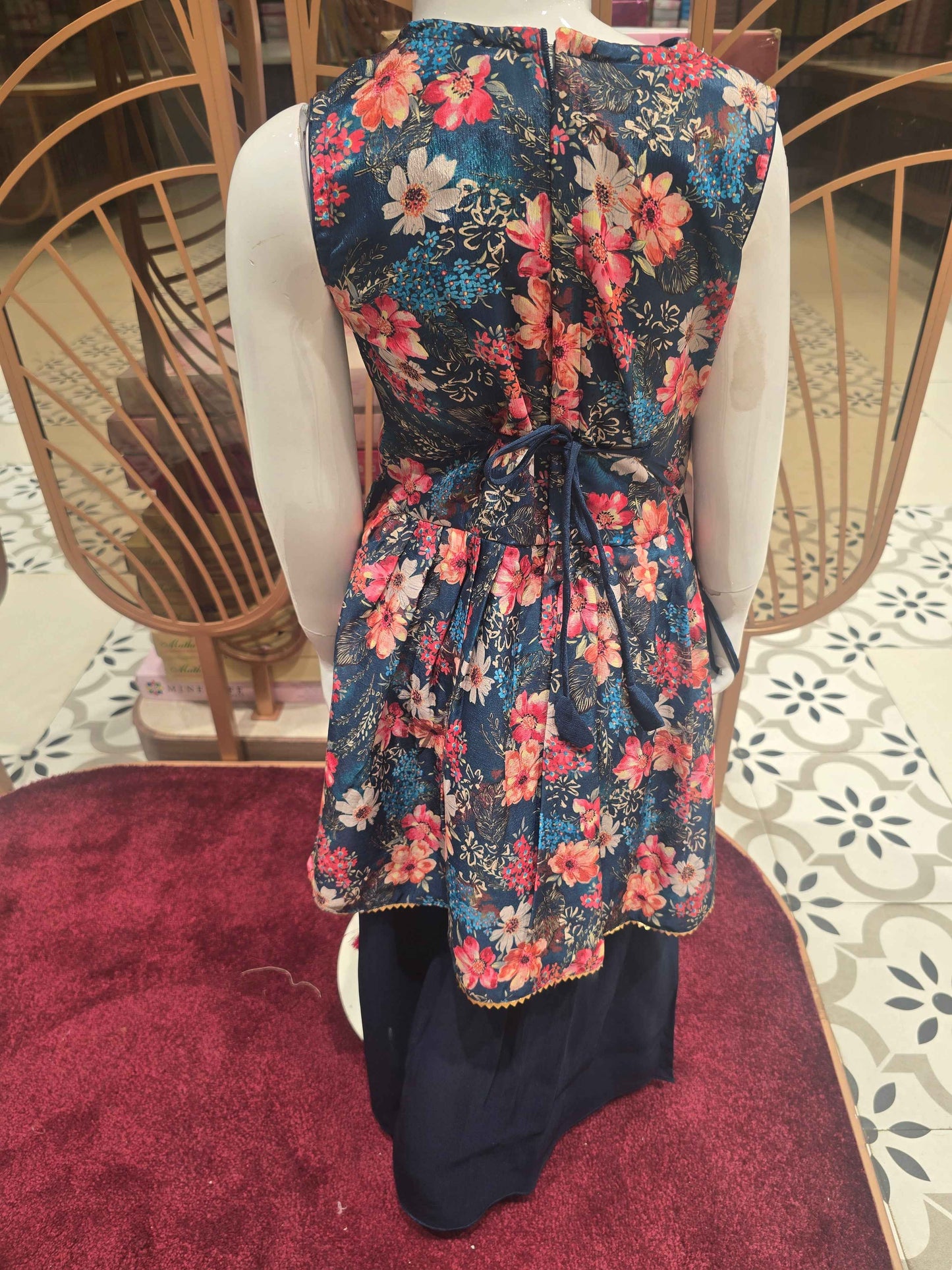 Printed material sharara set with umbrella cut top