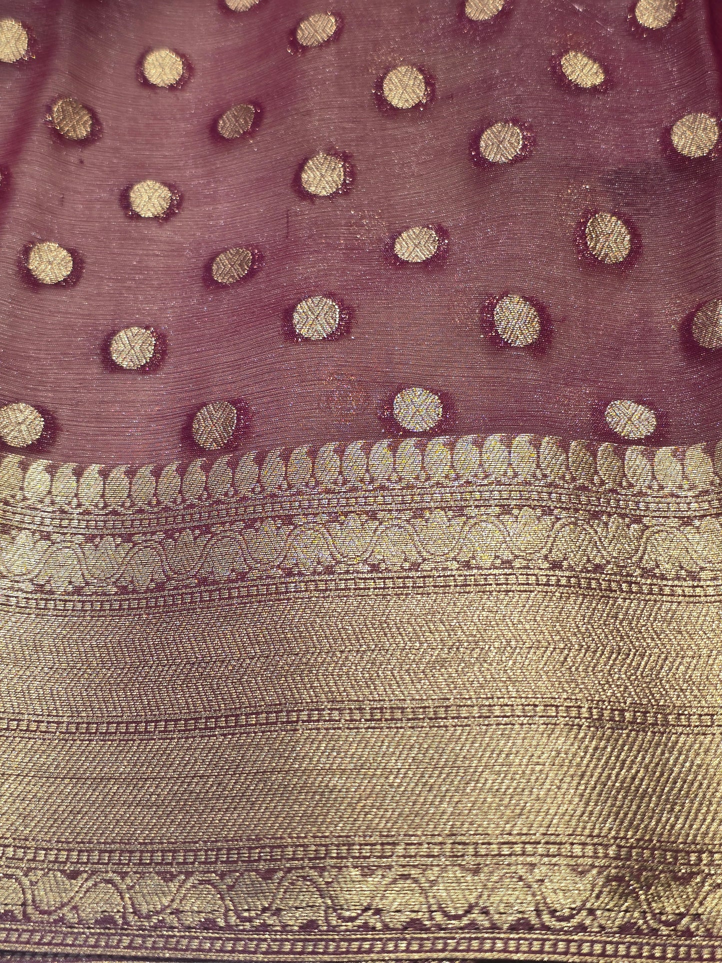 Georgette Silk Saree with Butta Motif, Traditional Zari Border & Contrast Blouse | Festive & Party Wear