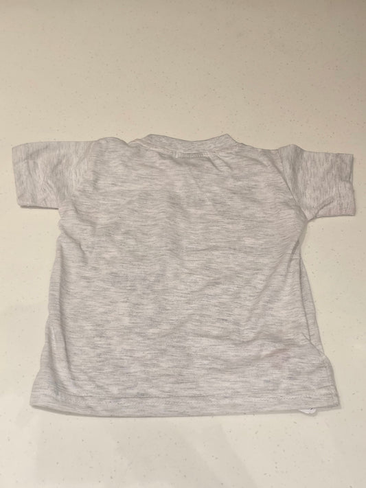 Cotton material white with Gray colour t-shirt with front prints