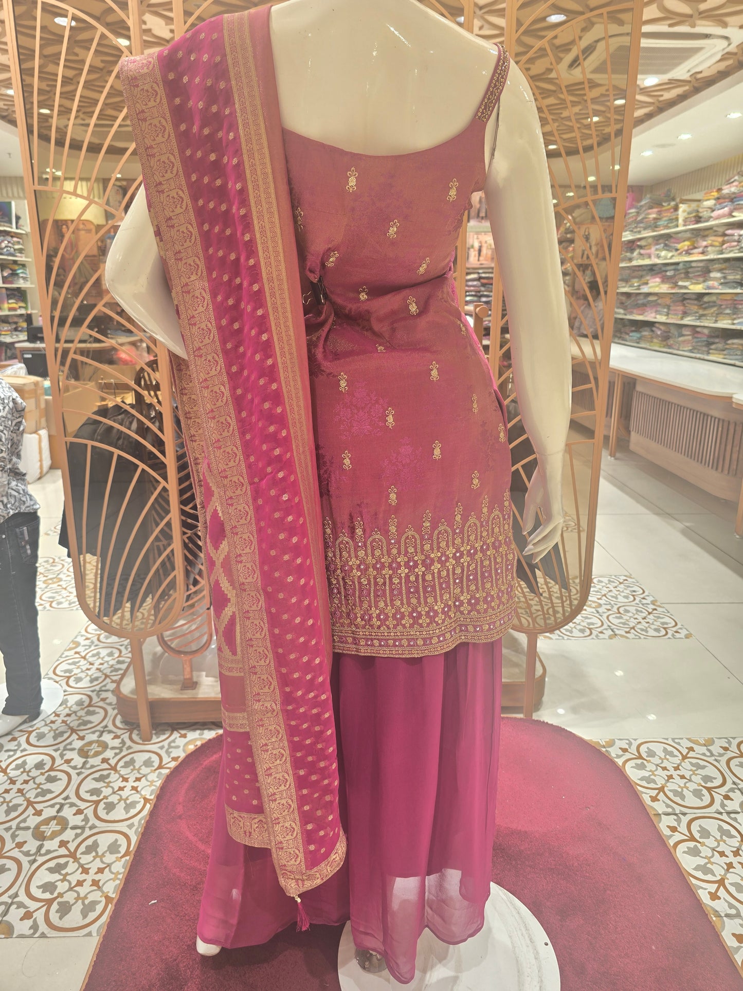 Onion Pink Tissue Sharara Set for Women