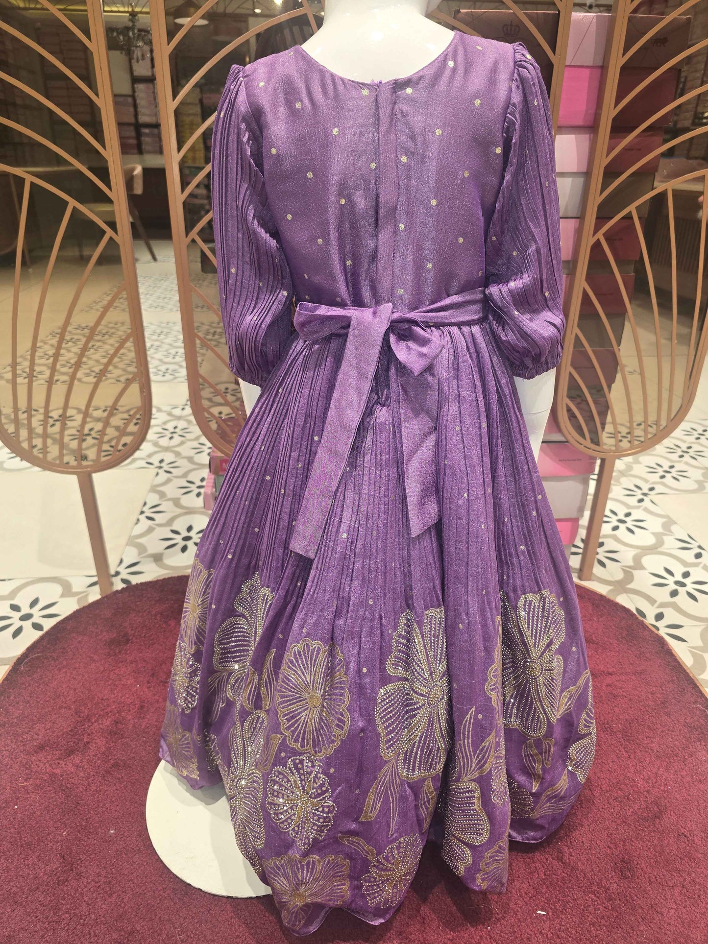 Girl Purple Handwork Crepe Traditional Gown