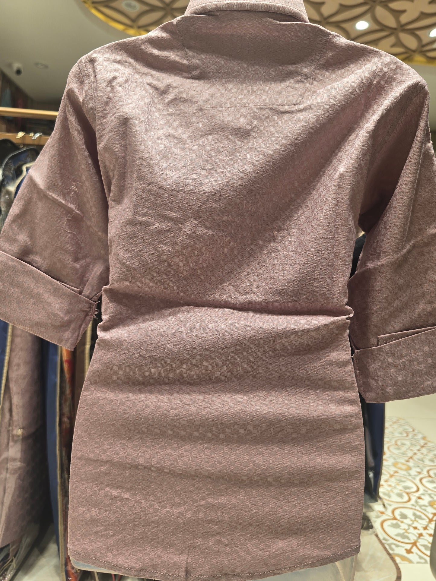 Onion Pink Silky Cotton Shirt for Boys with Micro Checks Print, Full Sleeves and Smart Casual Summer Style