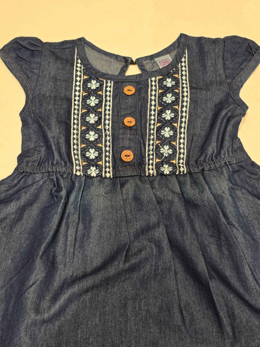 toddler girl's dark wash denim frock