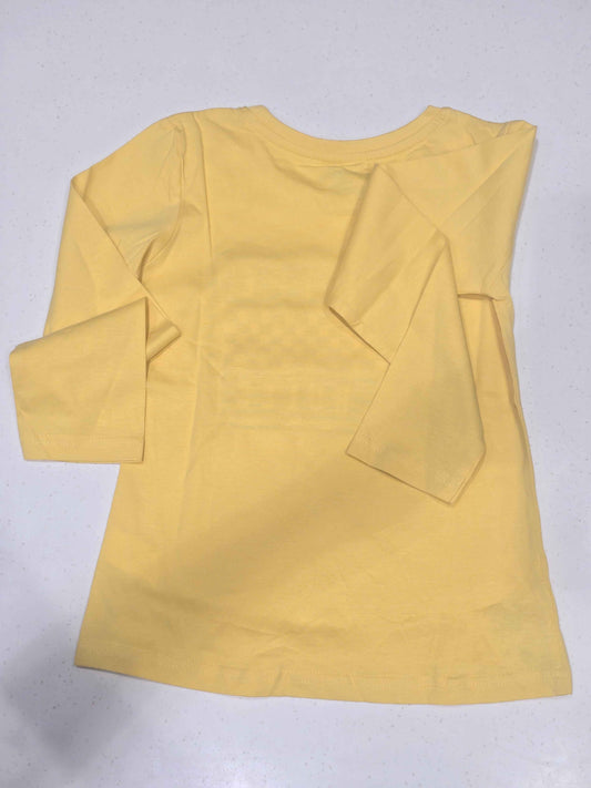 Girls Lemon Yellow Cotton Full Sleeve T Shirt
