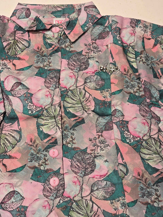 Satin material multi color shade westren shirt for girl