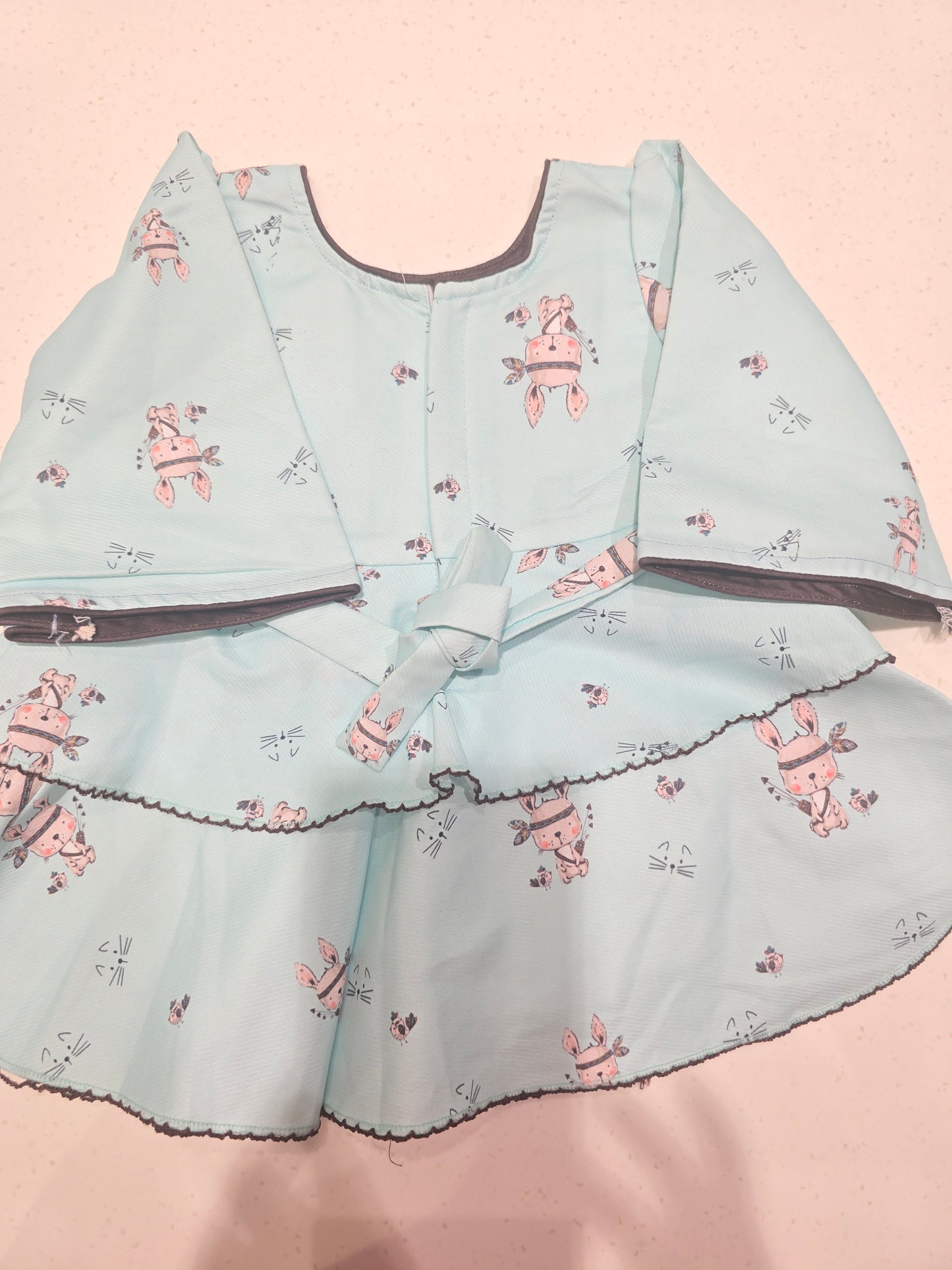 Baby Girl Blue Cotton Cut Work Frock