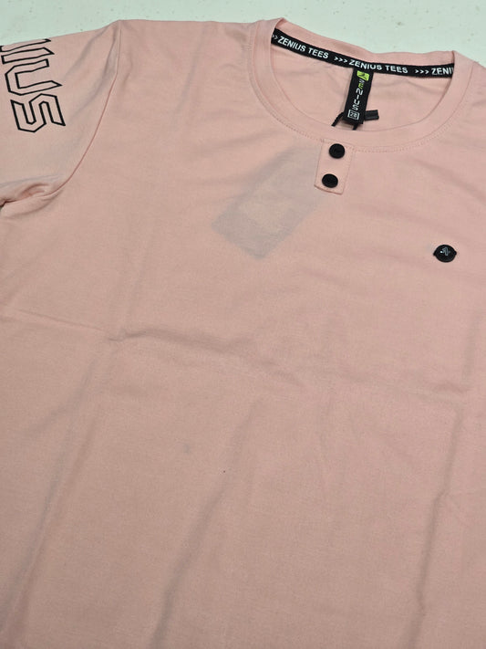 Baby Pink Printed Lycra Half Sleeve T-Shirt for Boys