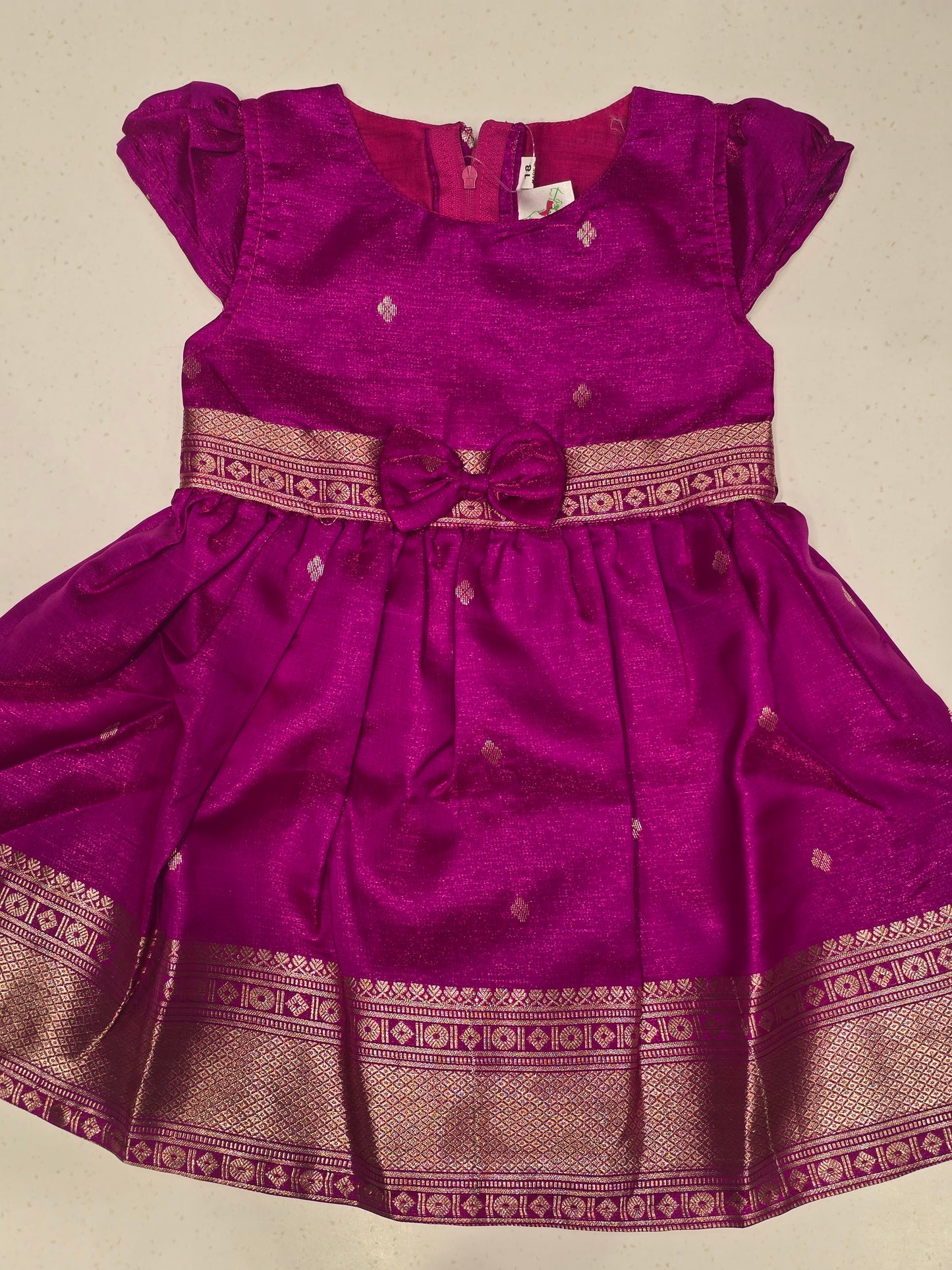 Tissue Material rani pink color traditional wear for baby girl
