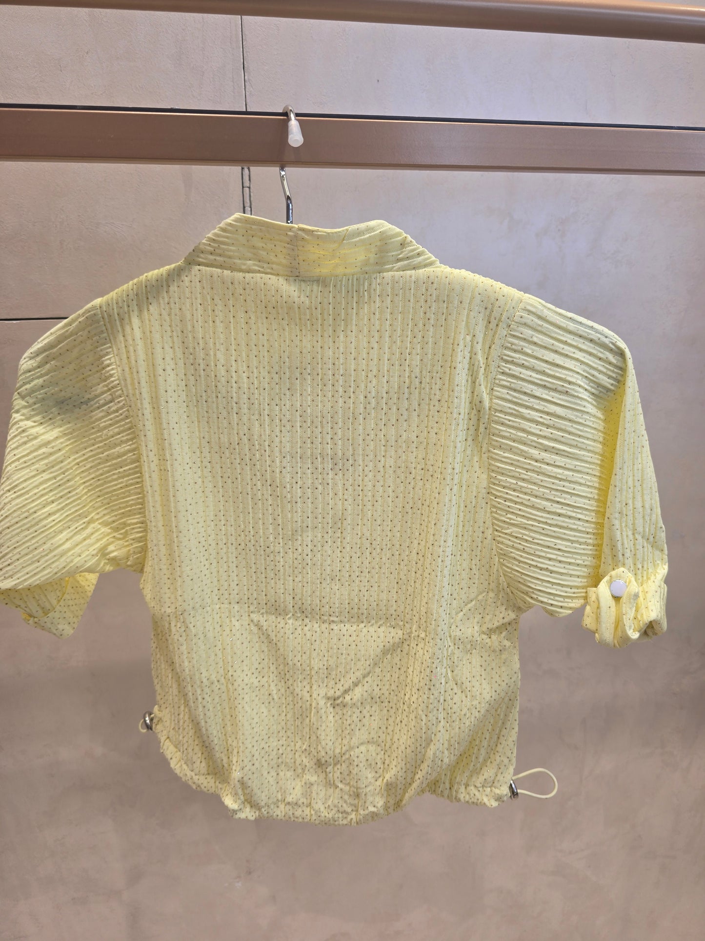 💛 Lemon Yellow Lycra Western Top with Elegant Flower & Attachable Inner T-Shirt