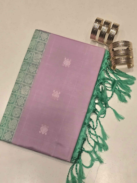 Green Gray Pure Kanjivaram Soft Silk Saree