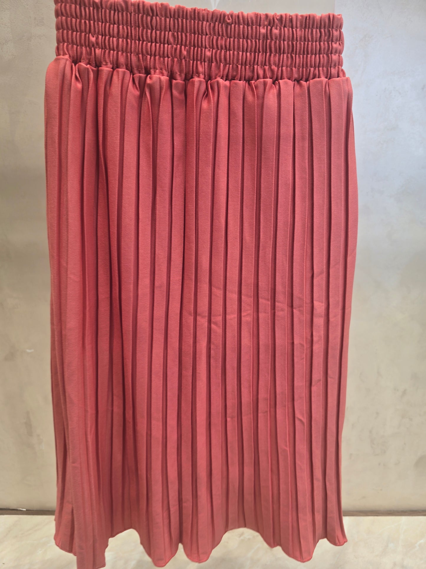 Peach Pink Lycra ¾ Length Skirt for Girls with Elastic Waistband and Stylish Belt Logo for Casual Wear