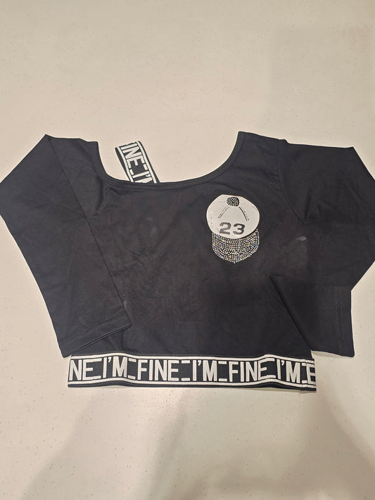 Black Lycra Western Top for Girls