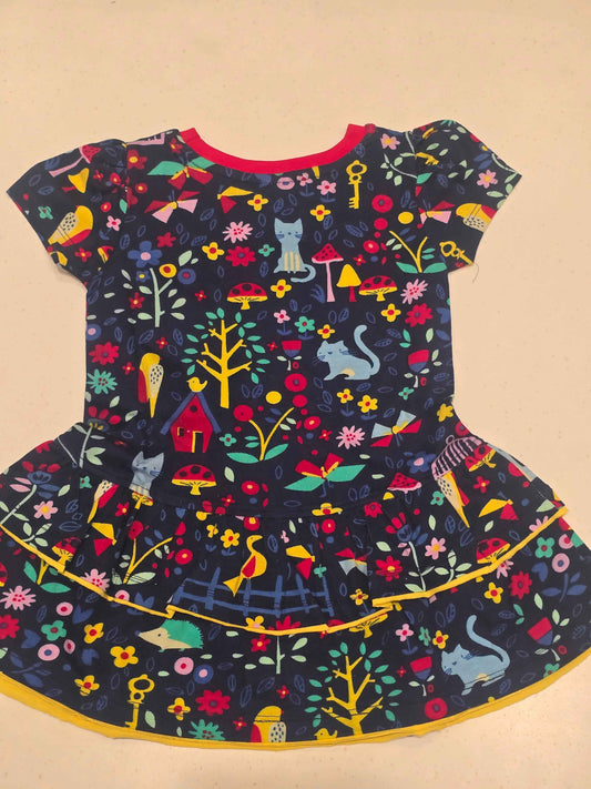 Baby Girl Blue Cotton Printed Frock