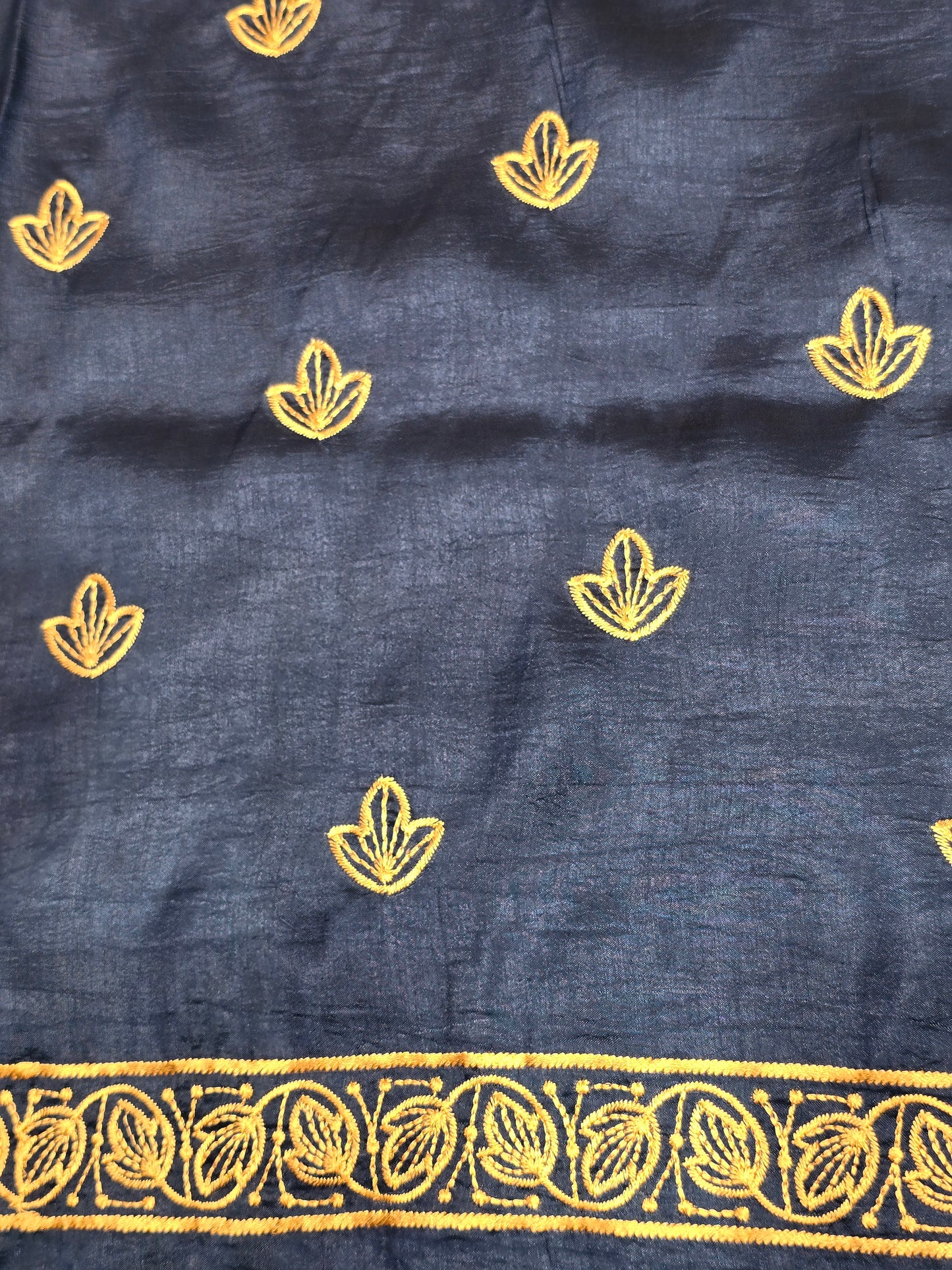Maroon Tussar Saree with Golden Embroidery Border