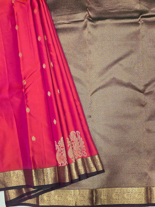 Pure handloom kanjivaram saree with peacock design