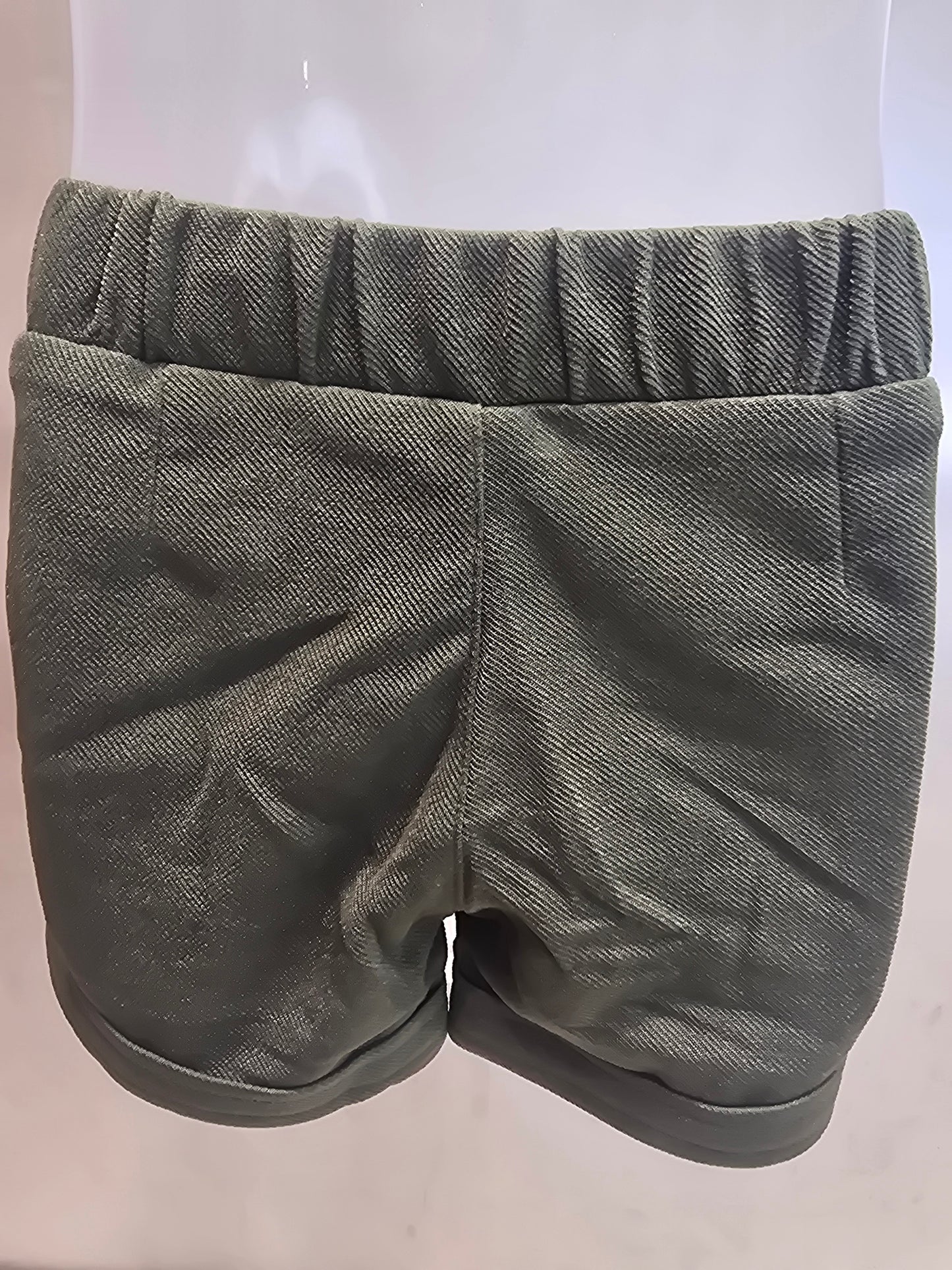 Green Lycra Casual Shorts for Girls with Round Elastic Waistband and Stylish Belt Logo Design