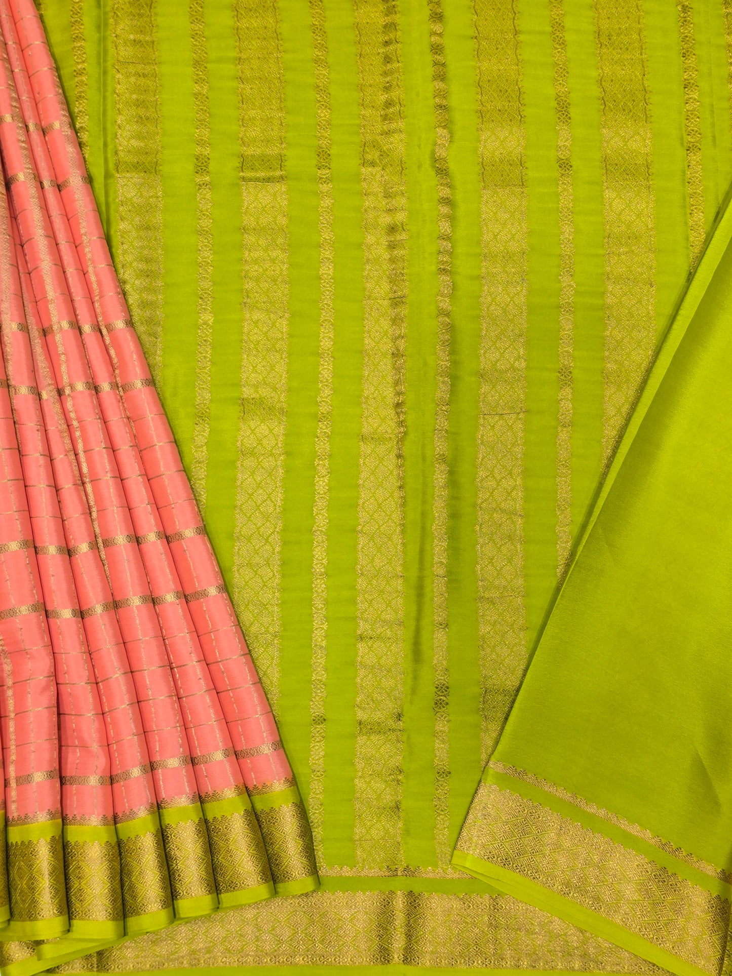 Pista Green Pure Mysore Crepe Silk Saree