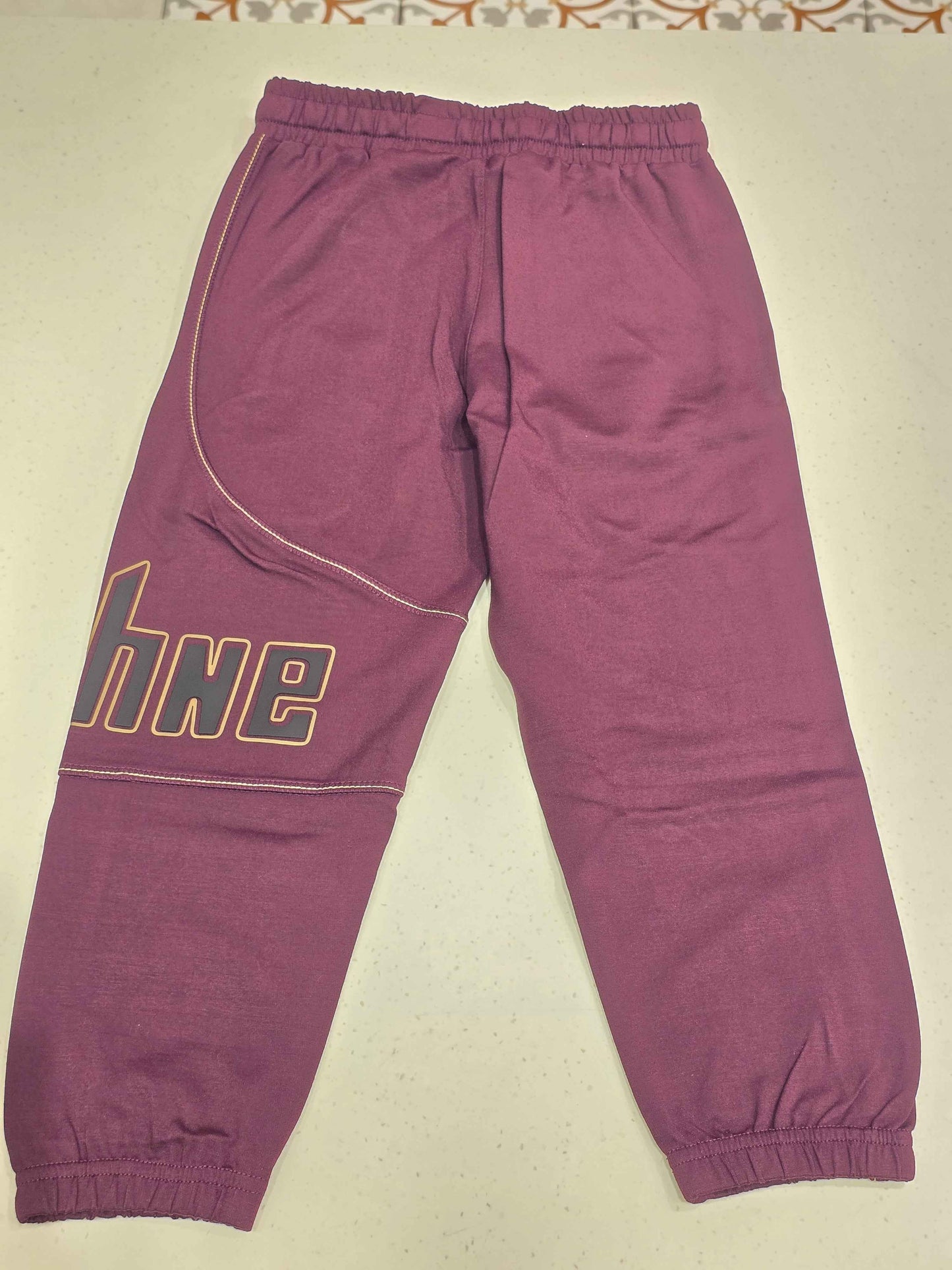 Jersey material wine color casual pant for boys round Elasticable