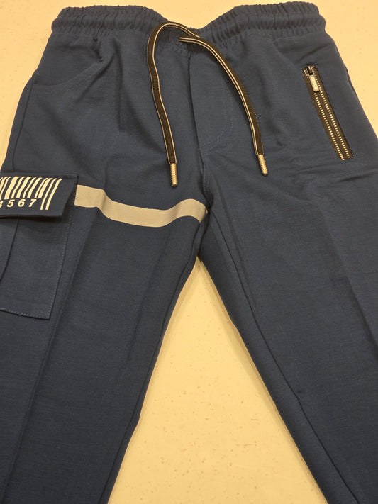 Teal Blue Jersey Casual Trouser with Elastic Waist for Boys