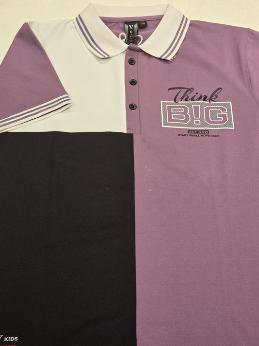 Purple White and Black Lycra Polo T-Shirt for Boys