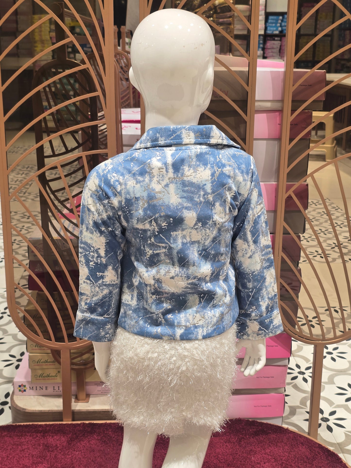 Girls White Lycra Bodycon Dress with Jacket