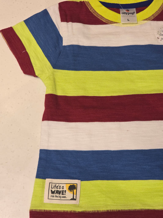 Cotton material multi color horizontal line t-shirt