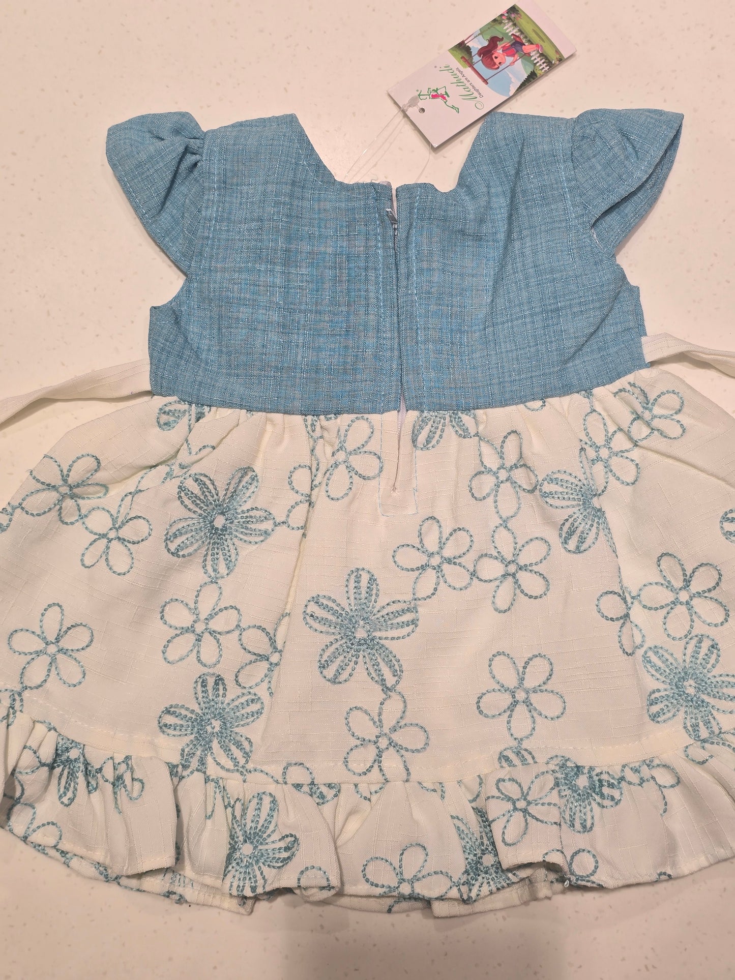 Baby Girls Blue White Cotton Baby Frock