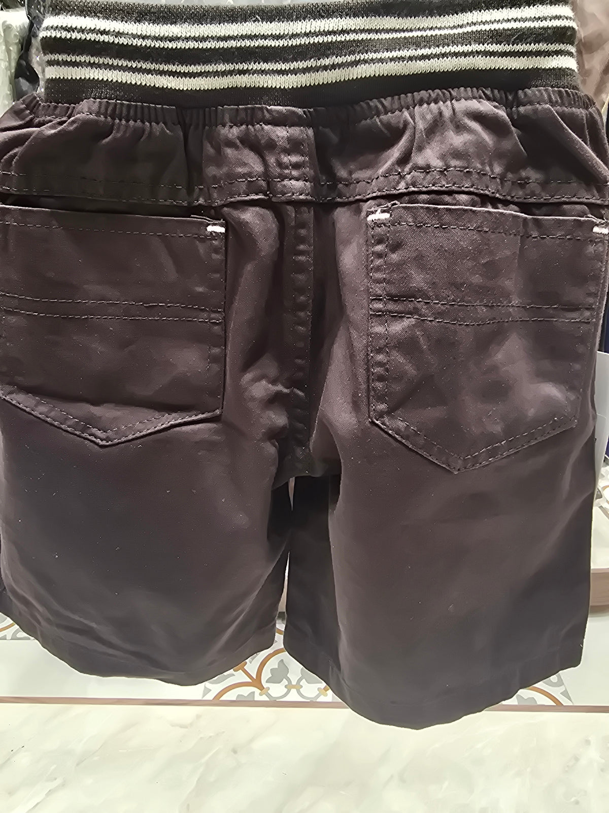 Coffee Brown Cotton Shorts for Boys with Pocket Design, Round Elastic Waistband and Adjustable Tie