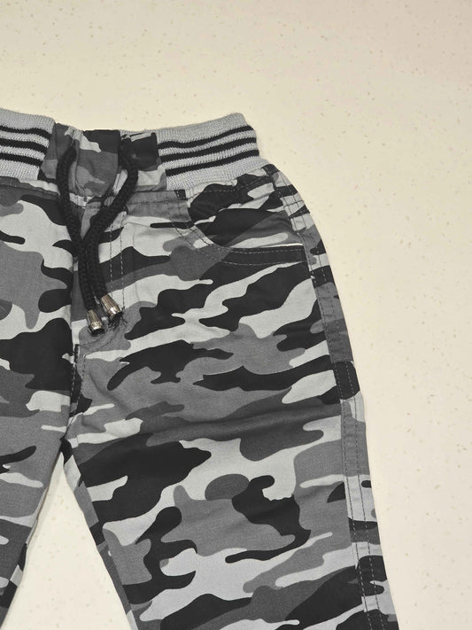 Cotton material gray with black colour military Pant