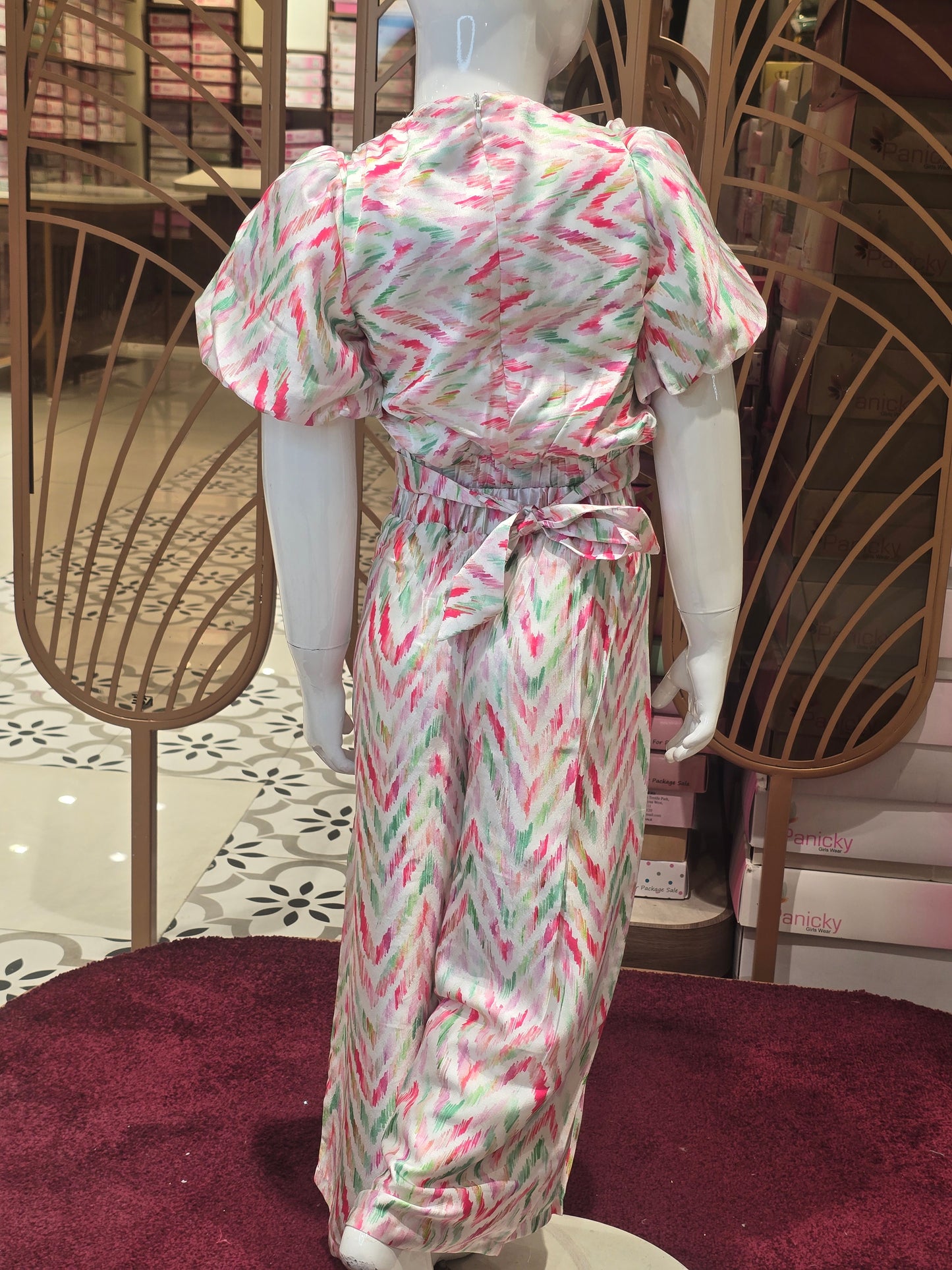 Girls Leheria Print Satin Western Set