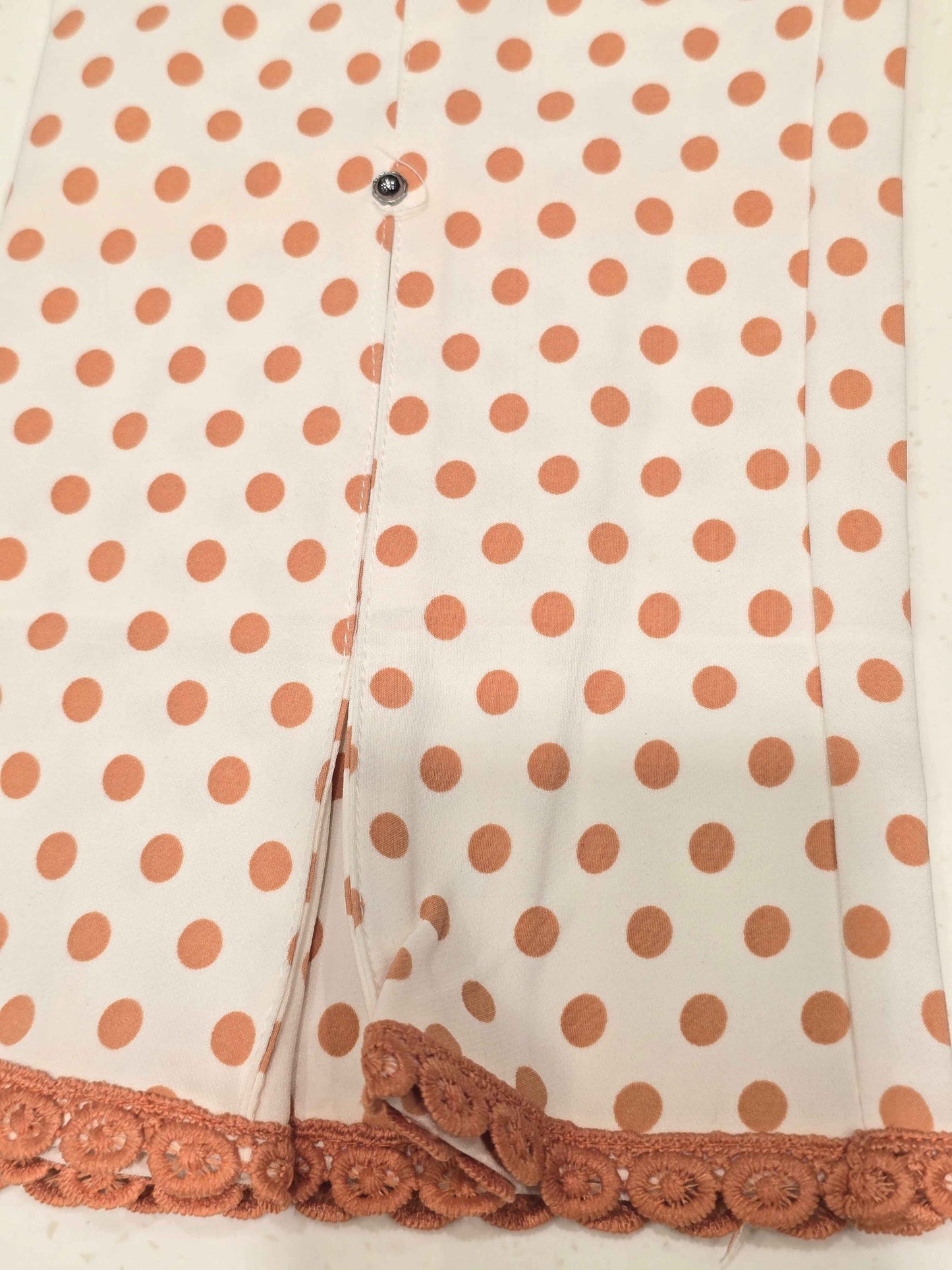 Printed Cotton material white based with polka dots