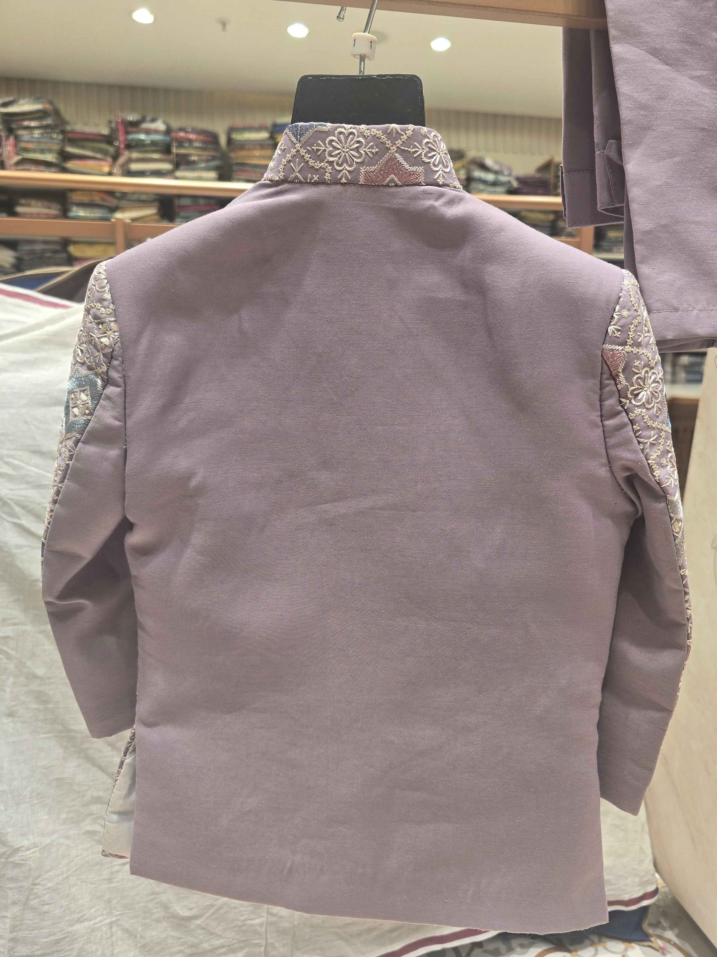 Boys Lavender Dupion Silk Indo-Western Set with Shalya