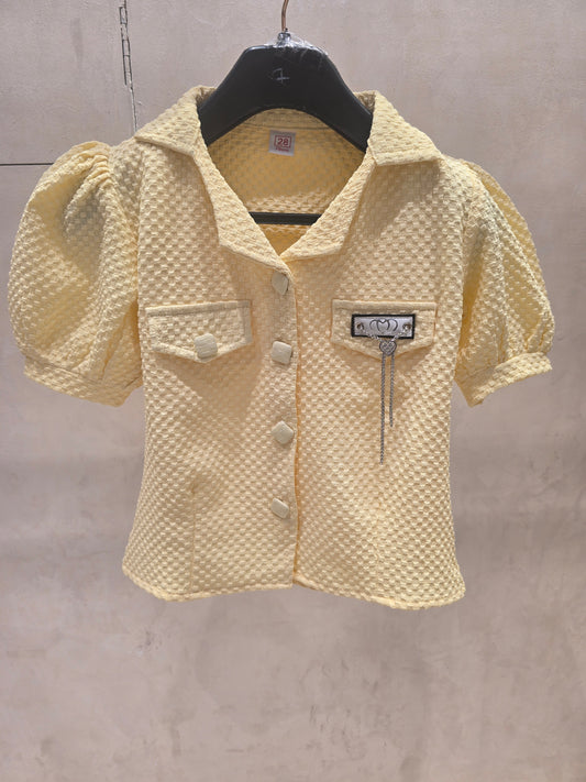Girl Yellow Popcorn Western Shirt