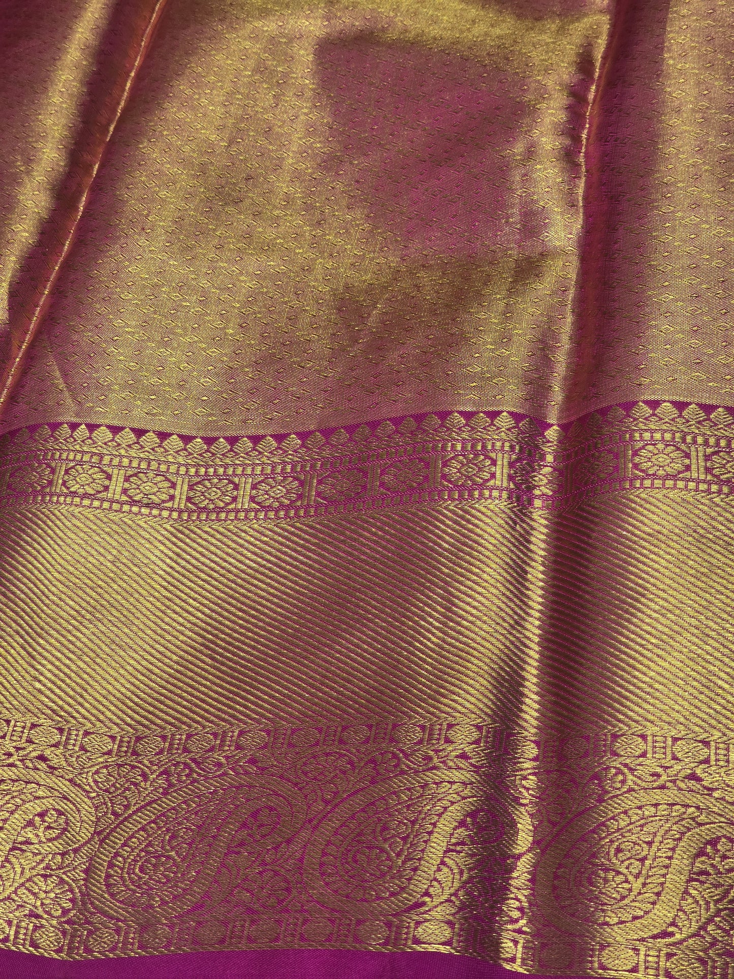 Handloom Pure Kanjivaram Tissue Silk Saree with Mina Floral Work , Traditional Mango Design Border and Rich Pallu for Wedding Occasions