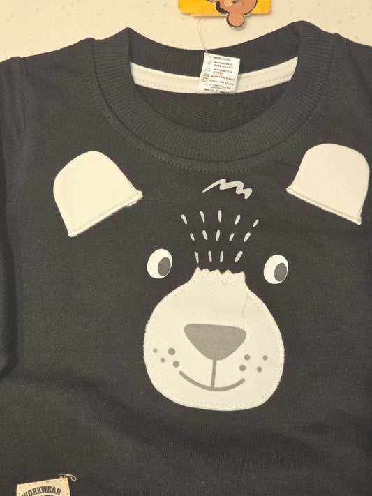 Cotton material blue colour bear print t-shirt