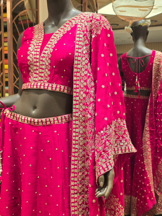 Georgette Lehenga Set with zari embroidery