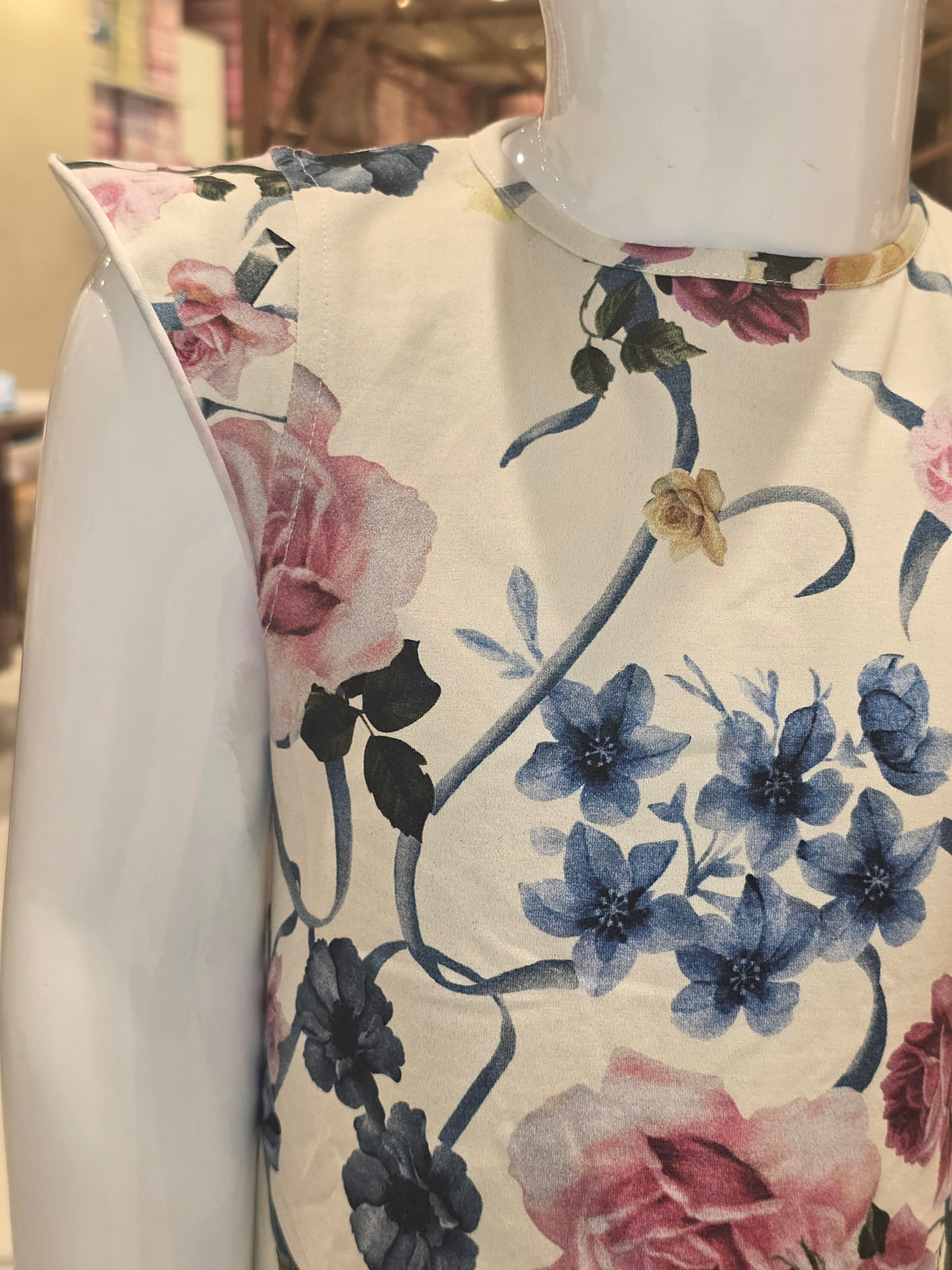 Girls Floral Printed Crepe Short Frock with Megha Sleeves