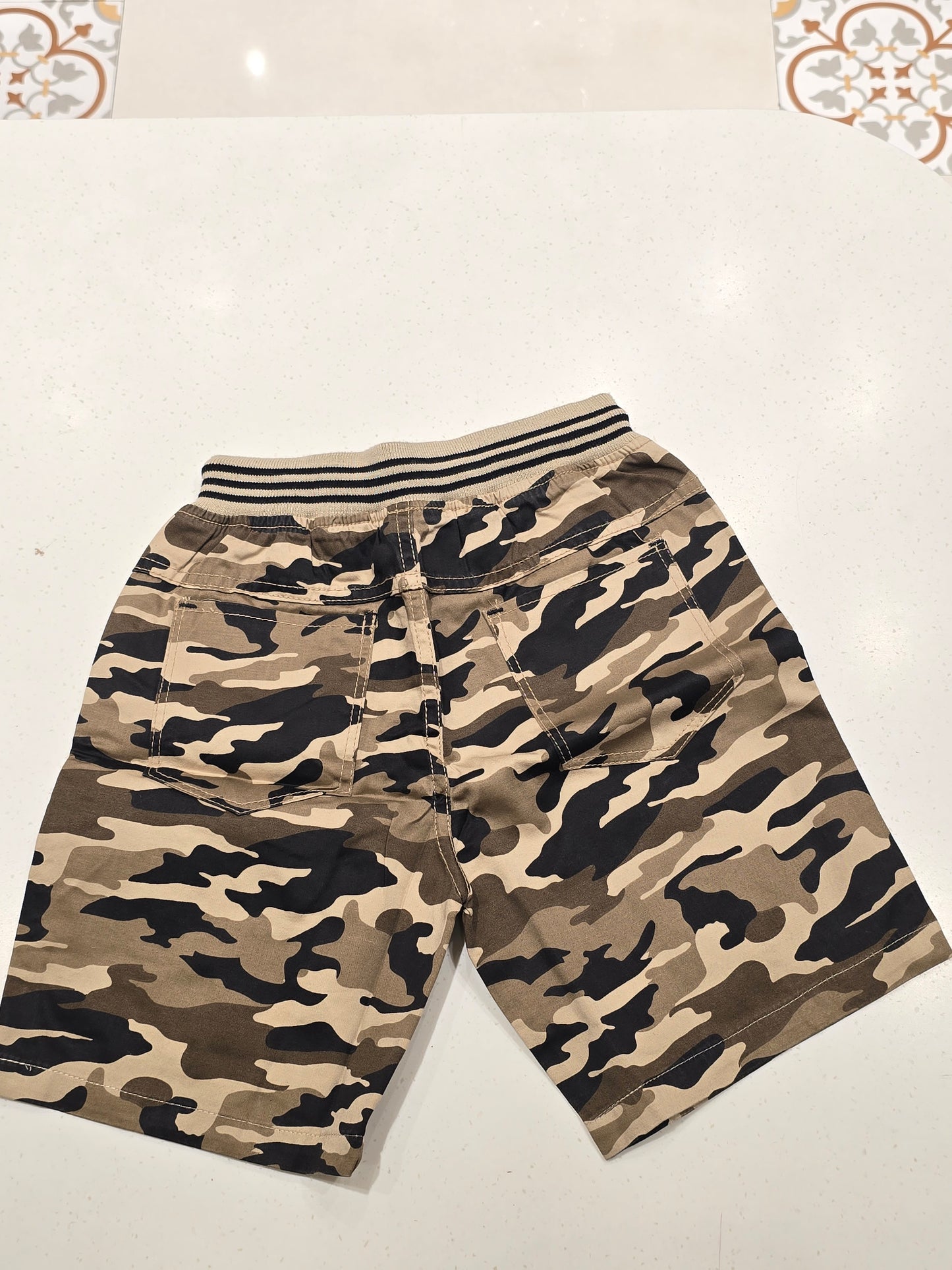 Army Green Printed Cotton Shorts for Boys
