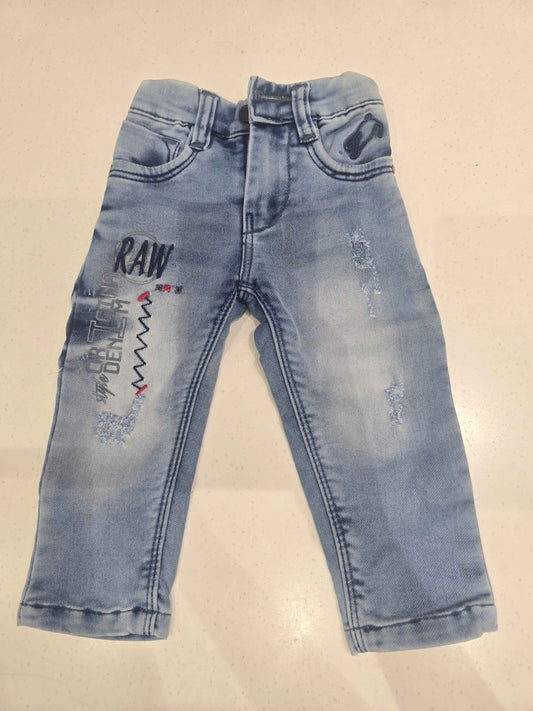 Denim material sky blue jeans for little boy