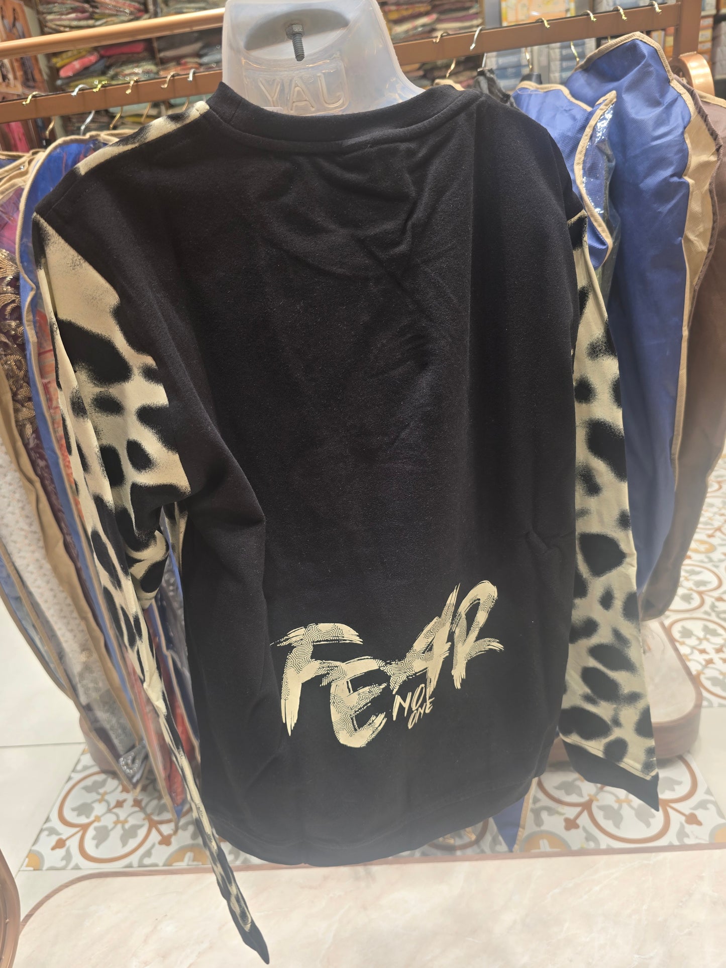 Black Imported Skull Digital Stone Print Full Sleeve Boys T-Shirt – Trendy Summer Wear (Age 8, Size 28)