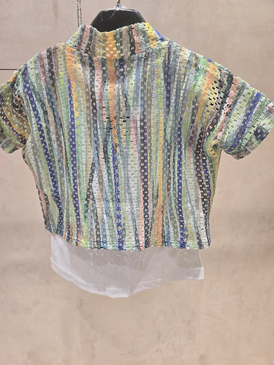 Girl Multi Colour Striped Knitted Western Top