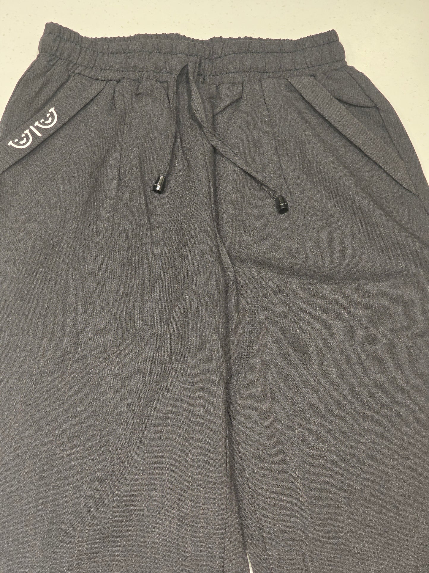 Black Cotton Linen Casual Trousers for Girls