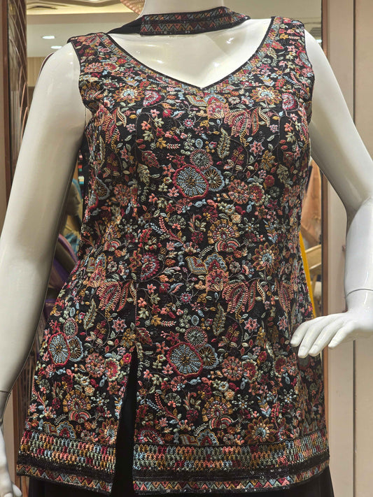 Shiffon georgette material black colour sharara