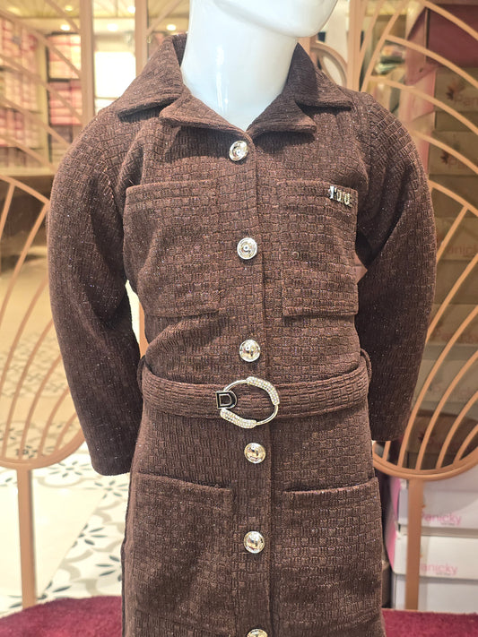 Girls Snuff Color Stretchable Western Dress