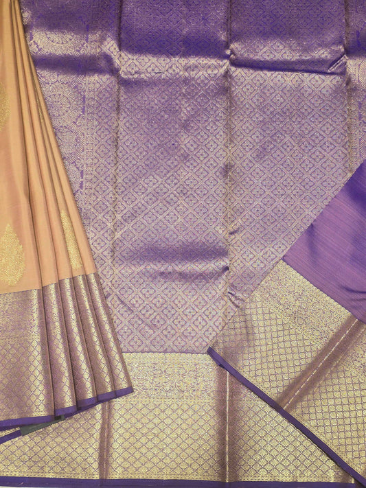 Kanjivaram silk saree wurh designer border and rich pallu , contrast blouse