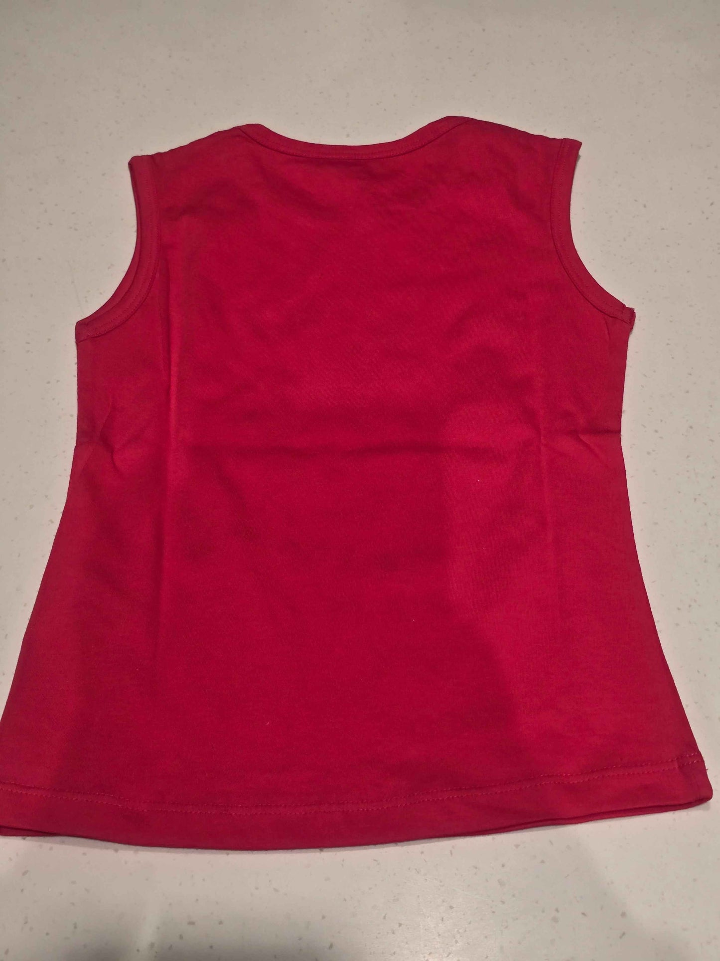 Cotton material cherry red color Sleevesless tshirt for Girls